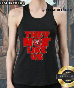 Stylish San Francisco 49ers tank top with a bold 'Pretty They Not Like Us' design, perfect for fans and summer wear.
