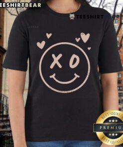 Pretty XO Smiley Face Hearts Ladies Tee featuring vibrant colors and a playful design, perfect for casual outfits.