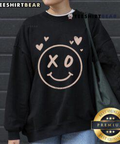 Pretty XO Smiley Face Hearts Sweatshirt featuring a vibrant design with hearts and a cheerful smiley face for a trendy look.