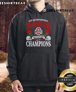 Alt Text: Top 2025 CFP Quarterfinal Rose Bowl Game Champions hoodie featuring team logo and vibrant colors.