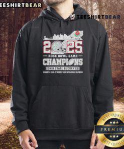 Alt Text: Ohio State Buckeyes Skyline Hoodie celebrating the 2025 Rose Bowl Game Champions with vibrant team colors and logo.