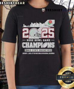 Ohio State Buckeyes Skyline Ladies Tee celebrating Top 2025 Rose Bowl Game Champions with vibrant team colors and design.