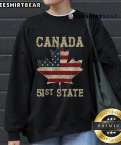 Vintage sweatshirt featuring the American flag and 'Top 51st State Canada' design, perfect for casual wear.