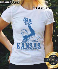 Top Bill Self Kansas Jayhawks Ash Rally Basketball tee celebrating the winningest coach for women's sports.