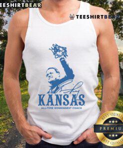 Top Bill Self Kansas Jayhawks Ash Rally Basketball winningest coach tank top featuring team colors and logo.