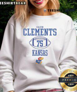 Alt Text: Top Calvin Clements Kansas Jayhawks Ash Rally Sweatshirt featuring team logo and stylish design for fans.