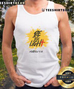 Be the Light Matthew 5:14 tank top design featuring inspirational Christian Bible verse in vibrant colors.