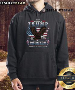 Alt Text: Cozy 'Welcome to Trump Country' MAGA Eagle Hoodie featuring a patriotic design, perfect for supporters and fans.