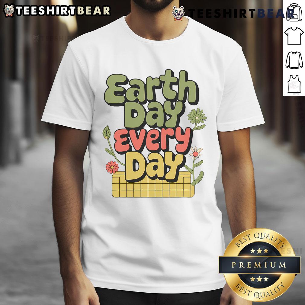 Top Earth Day Every Day T-Shirt featuring eco-friendly graphics and vibrant colors, promoting sustainability and environmental awareness.