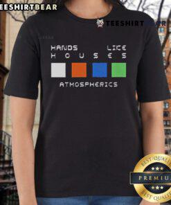 Atmospheric ladies' tee featuring a unique 'Top Hands Like Houses' design, perfect for casual wear and music fans.