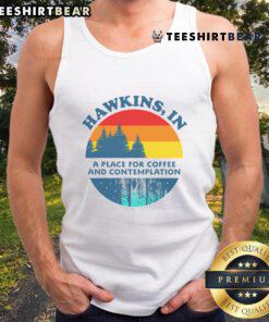 Top Hawkins in a Place for Coffee and Contemplation retro tank top, perfect for casual style and coffee lovers.