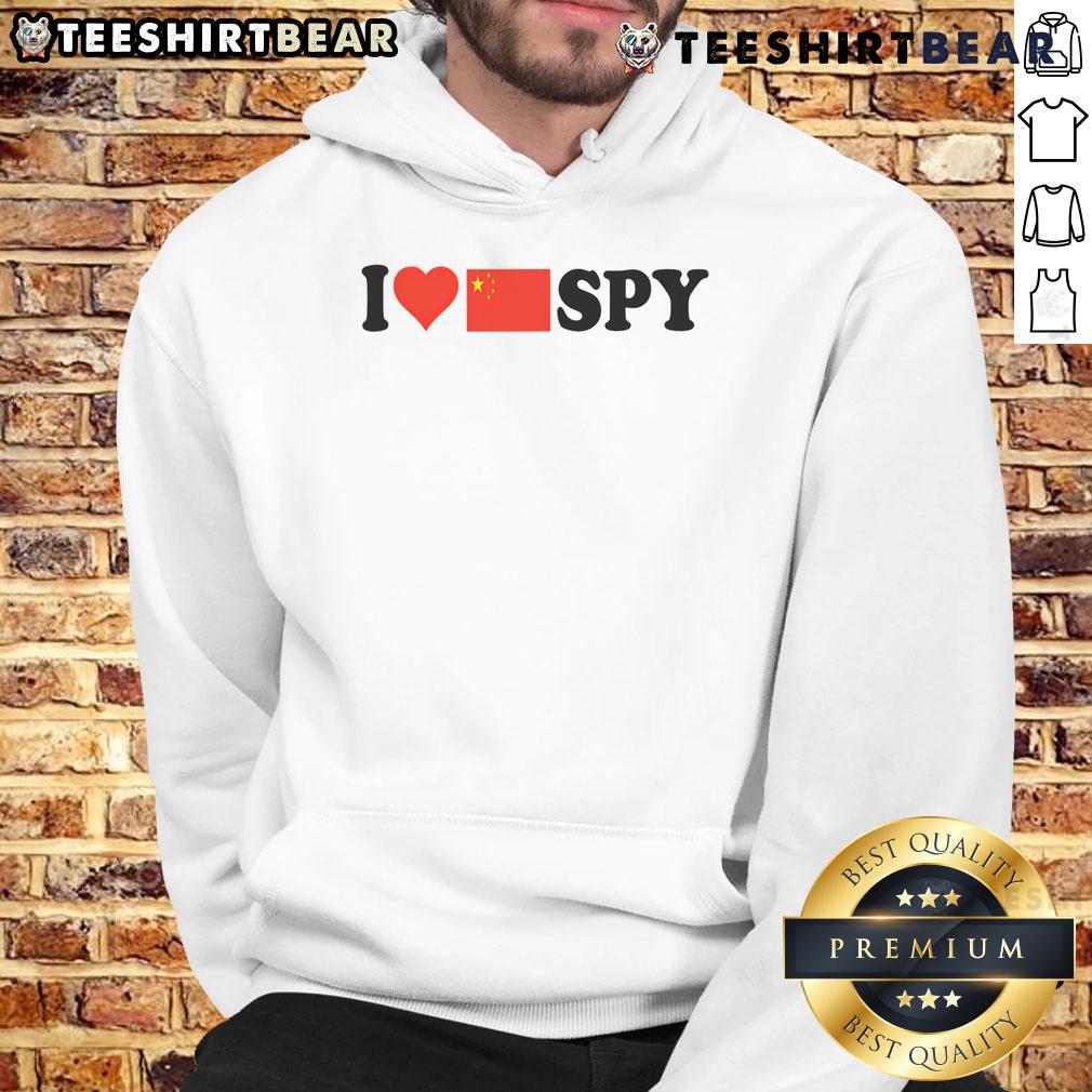 Cozy hoodie featuring 'I Love My Chinese Spy' text and China flag design, perfect for fans of unique Chinese spy apparel.