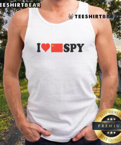 Funny 'I Love My Chinese Spy' tank top featuring heart design and China flag, perfect for casual wear and humor.
