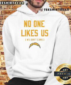 2025 Los Angeles Chargers hoodie with 'No One Likes Us, We Don't Care' slogan, perfect for fans and stylish wear.