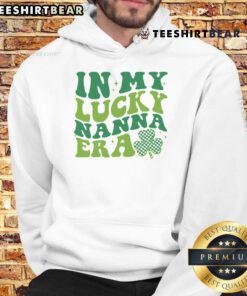 Stylish Top Retro Groovy In My Lucky Nanna Era Hoodie displayed on a model, perfect for vintage fashion enthusiasts.