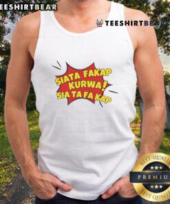 Funny Polish meme tank top featuring 'Top Siata Fakap Kurwa' design, perfect for casual wear and humor enthusiasts.