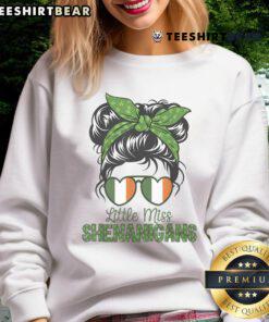 Little Miss Shenanigans girl wearing an Irish flag sweatshirt for St. Patrick's Day celebration.