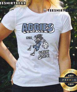 Alt Text: Awesome Aggies Utah State Ladies Tee featuring vibrant team colors and logo, perfect for fans and casual wear.