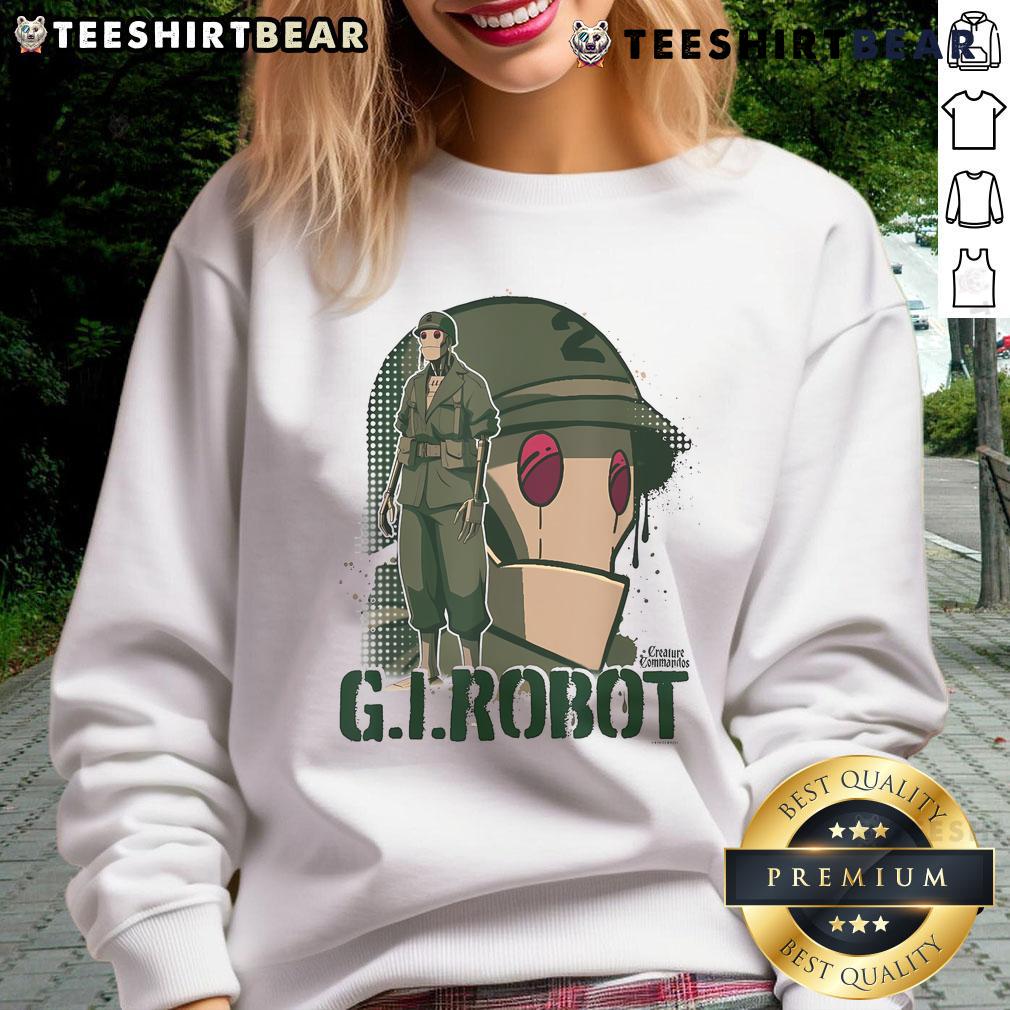 Awesome G.I. Robot Showcase sweatshirt featuring bold graphic design and vibrant colors, perfect for fans and collectors.