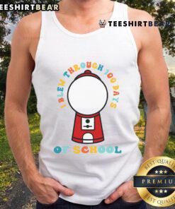 Colorful tank top celebrating 100 days of school with a gumball machine design, perfect for the 100th day festivities.