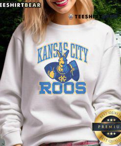 Alt Text: Awesome Kansas City Roos mascot sweatshirt featuring vibrant colors and logo, perfect for fans and alumni.