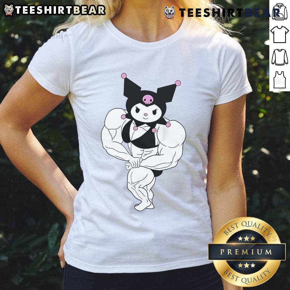 Awesome Kuromi Sanrio gym ladies tee featuring a stylish design perfect for workouts and casual wear.
