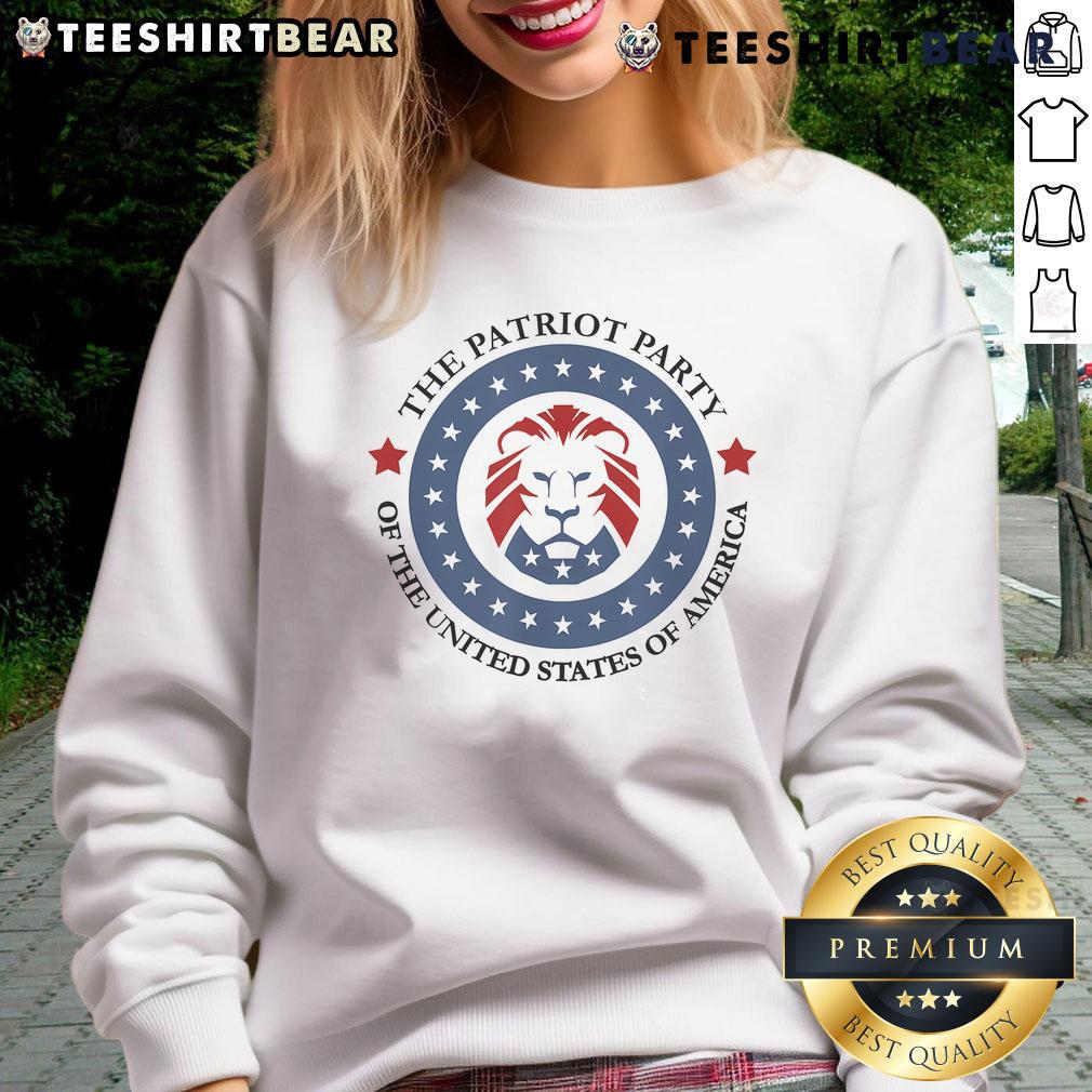 Awesome Patriot Party Lion sweatshirt for United States 3rd Party conservatives, showcasing bold design and patriotic spirit.