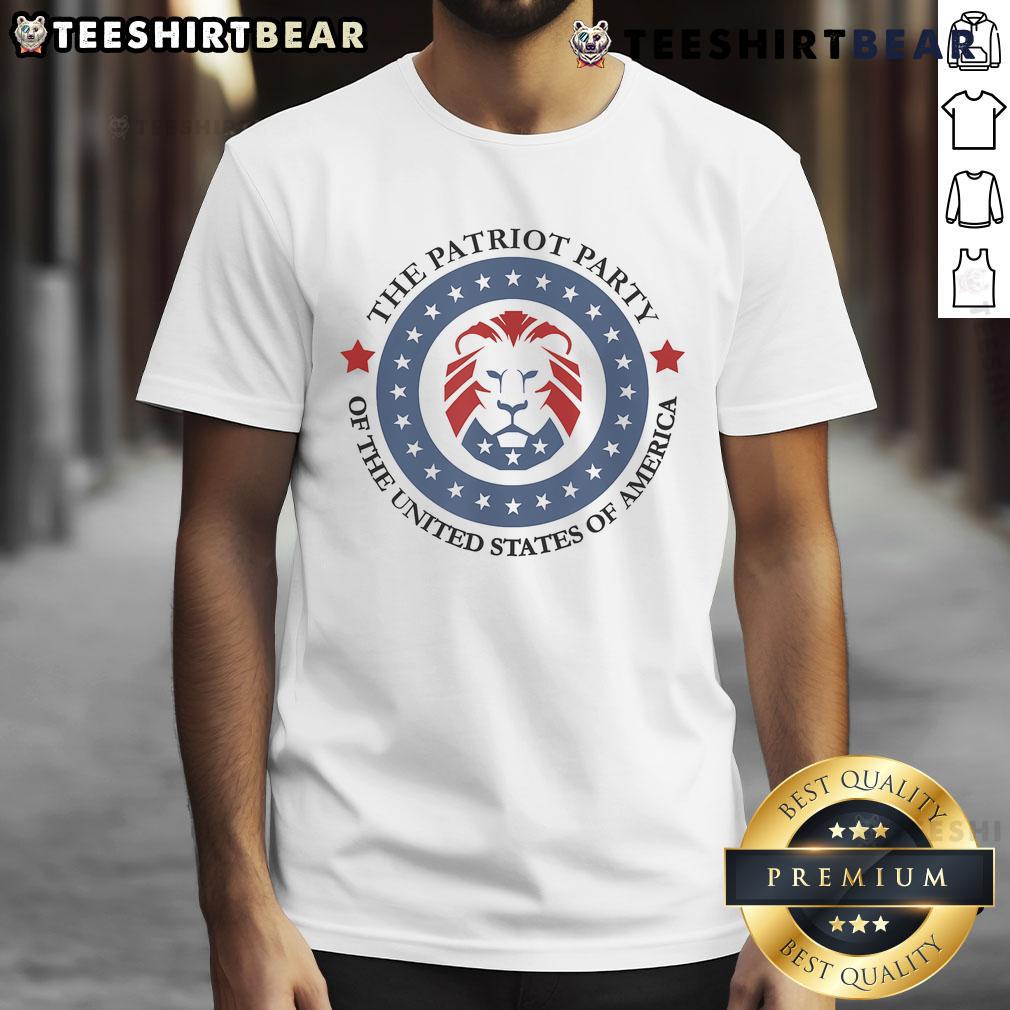 Alt Text: Awesome Patriot Party Lion T-Shirt for United States 3rd Party conservatives with bold graphic design.
