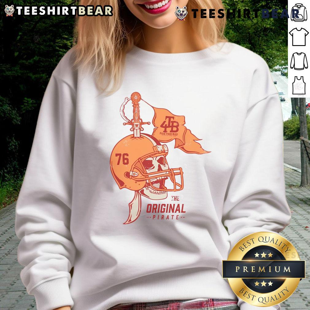 Awesome The 76 Original Pirate Sweatshirt in black with a vintage pirate graphic, perfect for casual style.