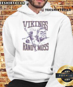 Awesome Vikings Randy Moss Signature Portrait Hoodie featuring iconic design and vibrant colors for NFL fans.