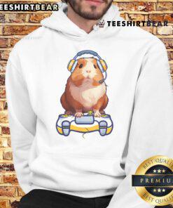 Cute guinea pig snuggled in a cozy hoodie, perfect for video gamer lovers and fluffy cavy enthusiasts.