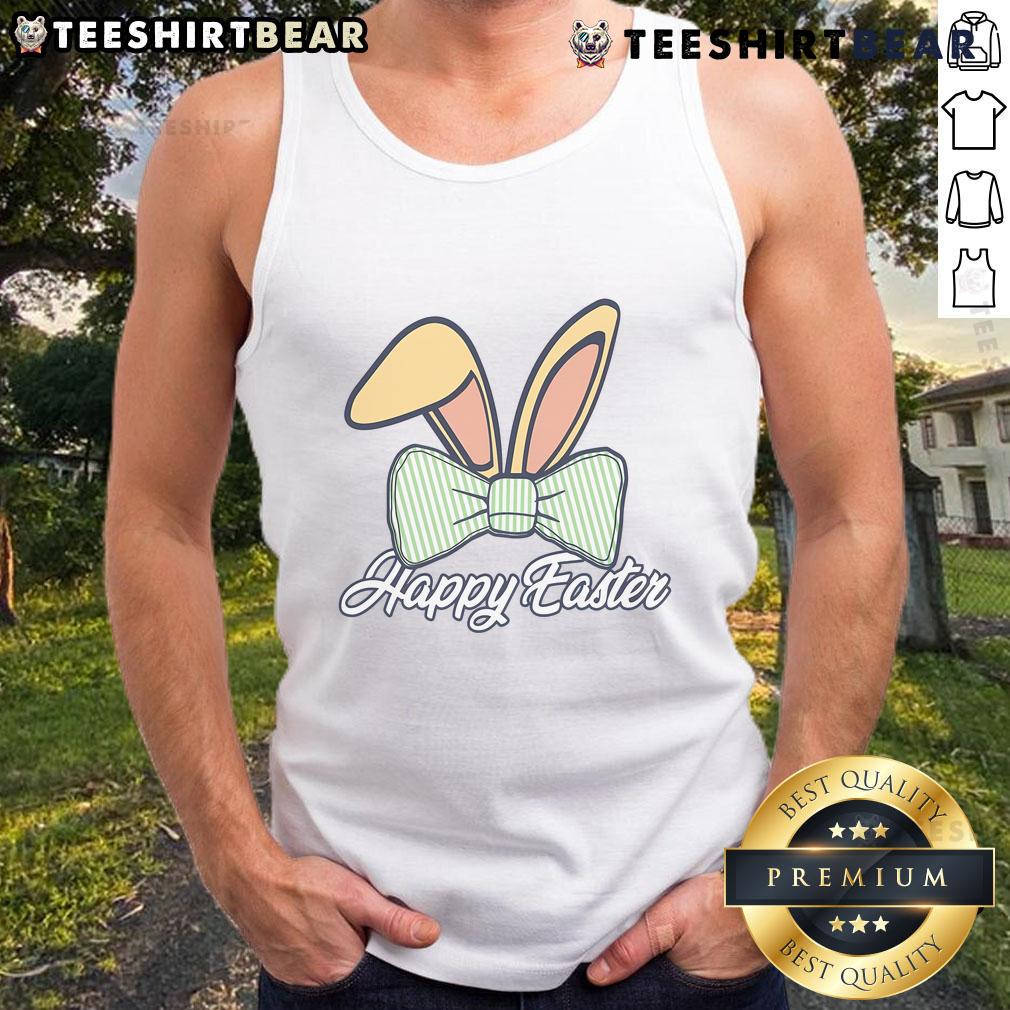 Cute Happy Easter Bunny Ear Ribbon Tank Top, perfect for spring celebrations and festive outfits for kids and adults.