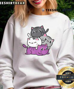 Adorable Kawaii cat pile design on a comfortable asexual sweatshirt, perfect for cat lovers and pride supporters.