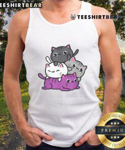 Cute Kawaii Cat Pile Asexual Tank Top featuring adorable cats in a colorful design, perfect for casual wear.