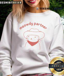 Cute Meowdy Partner Retro Cowboy Cat Sweatshirt featuring a playful cat in cowboy attire, perfect for cat lovers.