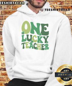 Alt Text: Cute St. Patrick's Day hoodie for teachers featuring 'One Lucky Teacher' design, perfect for celebrating the holiday.