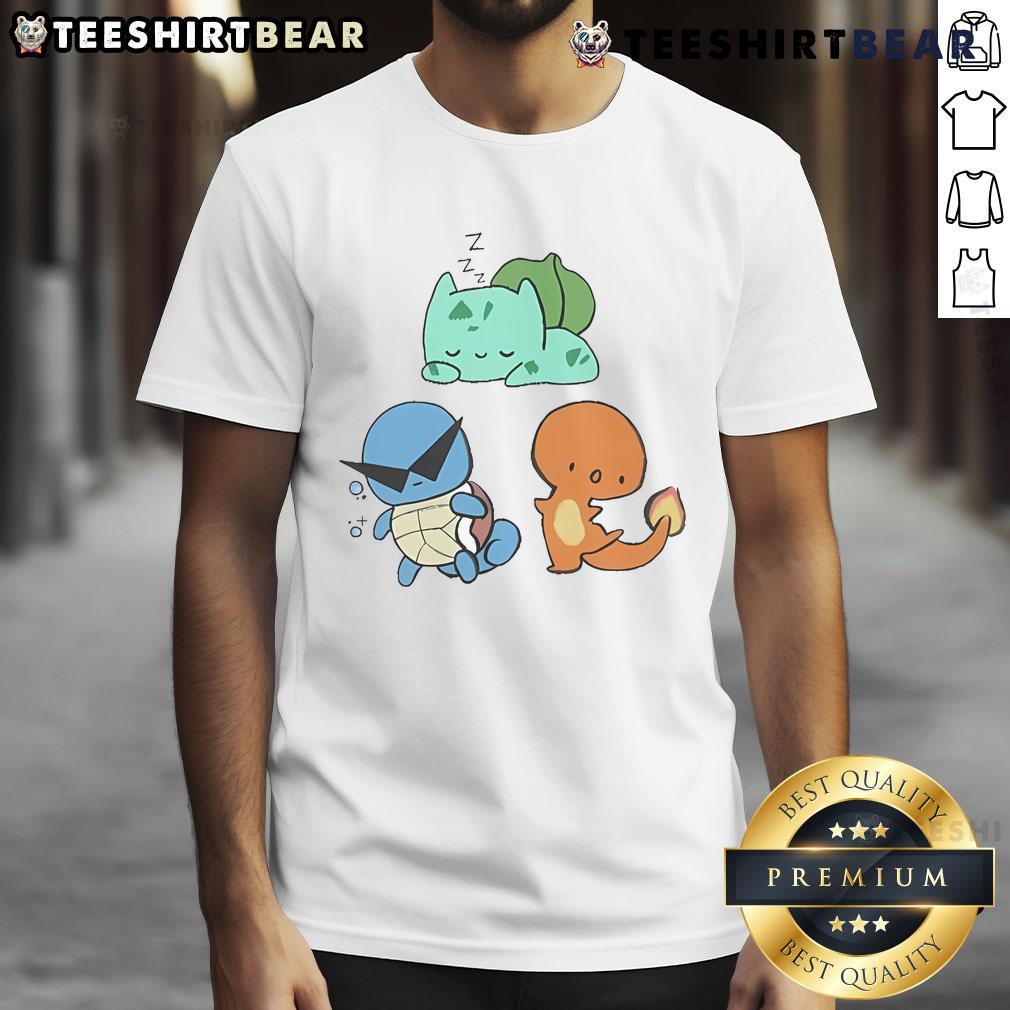 Alt Text: Cute Pokmon Bulbasaur Trio T-Shirt featuring vibrant illustrations of Bulbasaur and friends on a stylish tee.