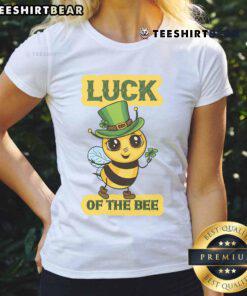 Cute St. Patrick's Day Irish American tradition tee featuring a shamrock and bee design for ladies.