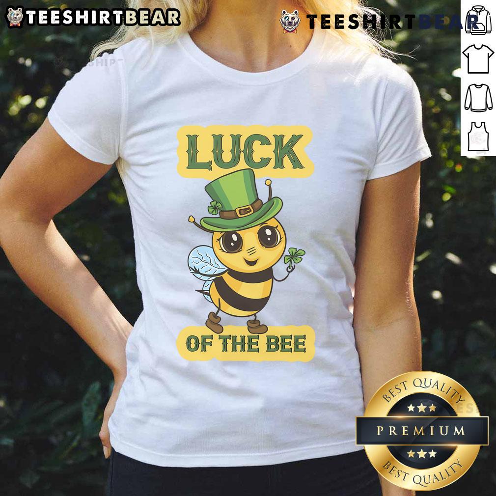 Cute St. Patrick's Day Irish American tradition tee featuring a shamrock and bee design for ladies.