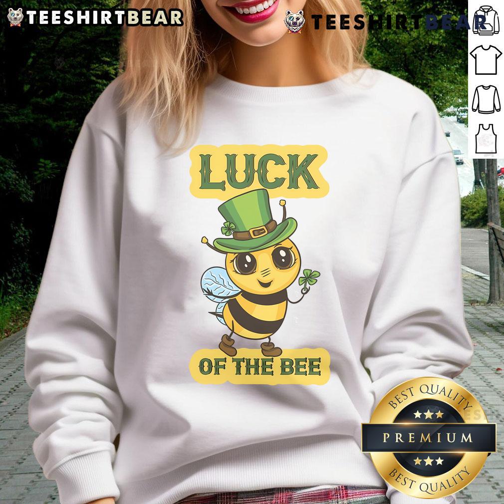 Cute St. Patrick's Day Irish American tradition sweatshirt featuring a shamrock and bee design.