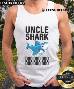 Alt Text: Cute Uncle Shark Doo Doo Doo matching family tank top featuring fun shark graphics for summer outings.