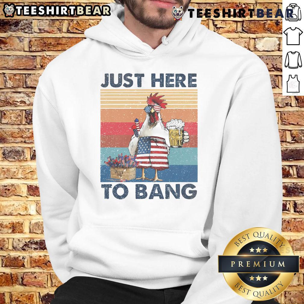 Funny 4th of July hoodie featuring a chicken, beer, and USA flag design, perfect for celebrating Independence Day.