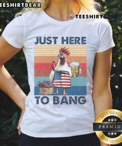 Funny 4th of July tee featuring a chicken, beer, and USA flag, perfect for celebrating Independence Day in style.