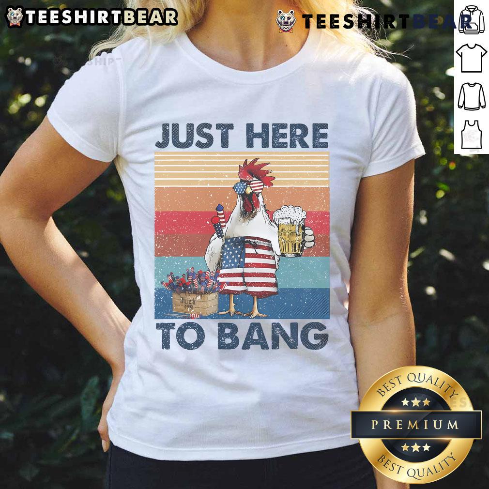 Funny 4th of July tee featuring a chicken, beer, and USA flag, perfect for celebrating Independence Day in style.