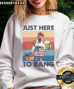 Funny 4th of July sweatshirt featuring a chicken, beer, and USA flag design, perfect for celebrating Independence Day.