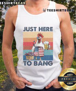 Funny 4th of July tank top featuring a chicken, beer, and USA flag design for festive celebrations.