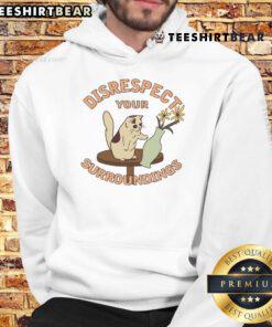 Funny cat in a flower vase wearing a 'Disrespect Your Surroundings' hoodie, showcasing a humorous and playful vibe.