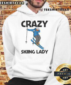 Funny Crazy Skiing Lady Hoodie featuring a vibrant design and playful graphics perfect for winter sports enthusiasts.