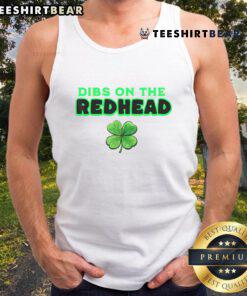 Alt Text: Funny Dibs on the Redhead Irish St. Patrick's Day shamrock tank top featuring a playful design and vibrant colors.