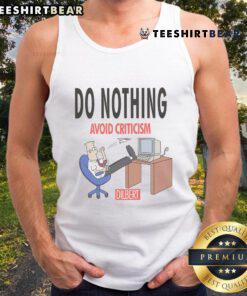 Funny Dilbert Do Nothing Avoid Criticism tank top featuring a humorous cartoon design perfect for casual wear.